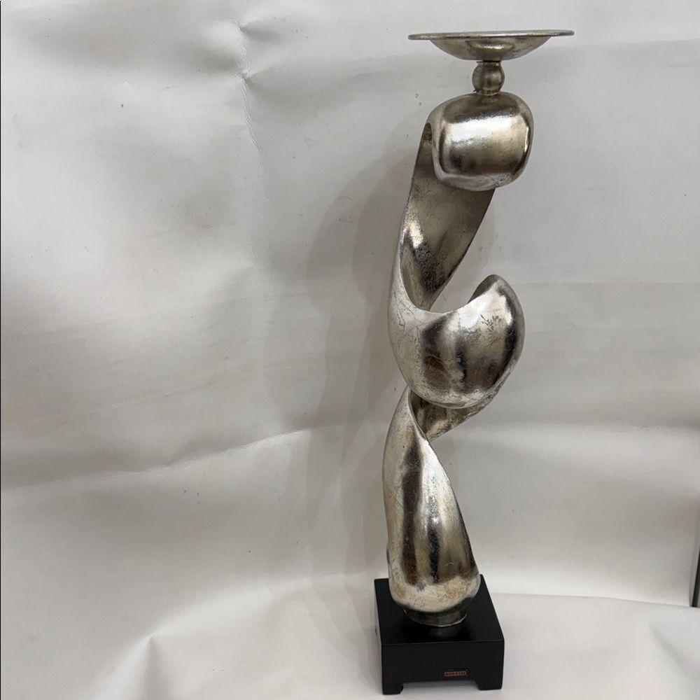 Austin Candle Holder Modern Silver Metallic Twist 23 In Tall Sculpture 6lb 14 Oz